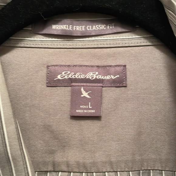 Eddie Bauer Gray Striped Button Down Dress Shirt - Picture 4 of 5